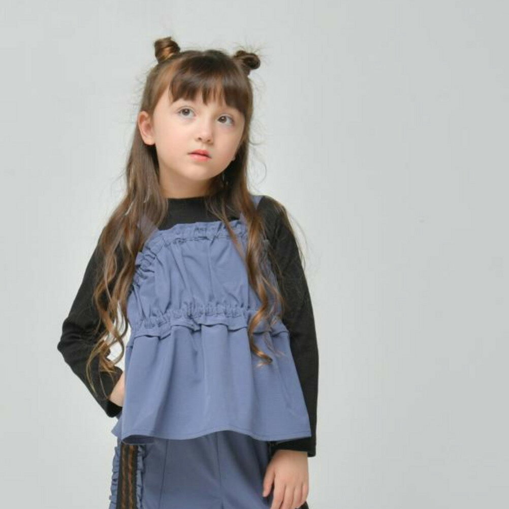 子供服ミリバールの【ニードルワークス/ジュニア服/NEEDLEWORKS】 【NeWo】フリルビスチェ ネイビー｜アングル2