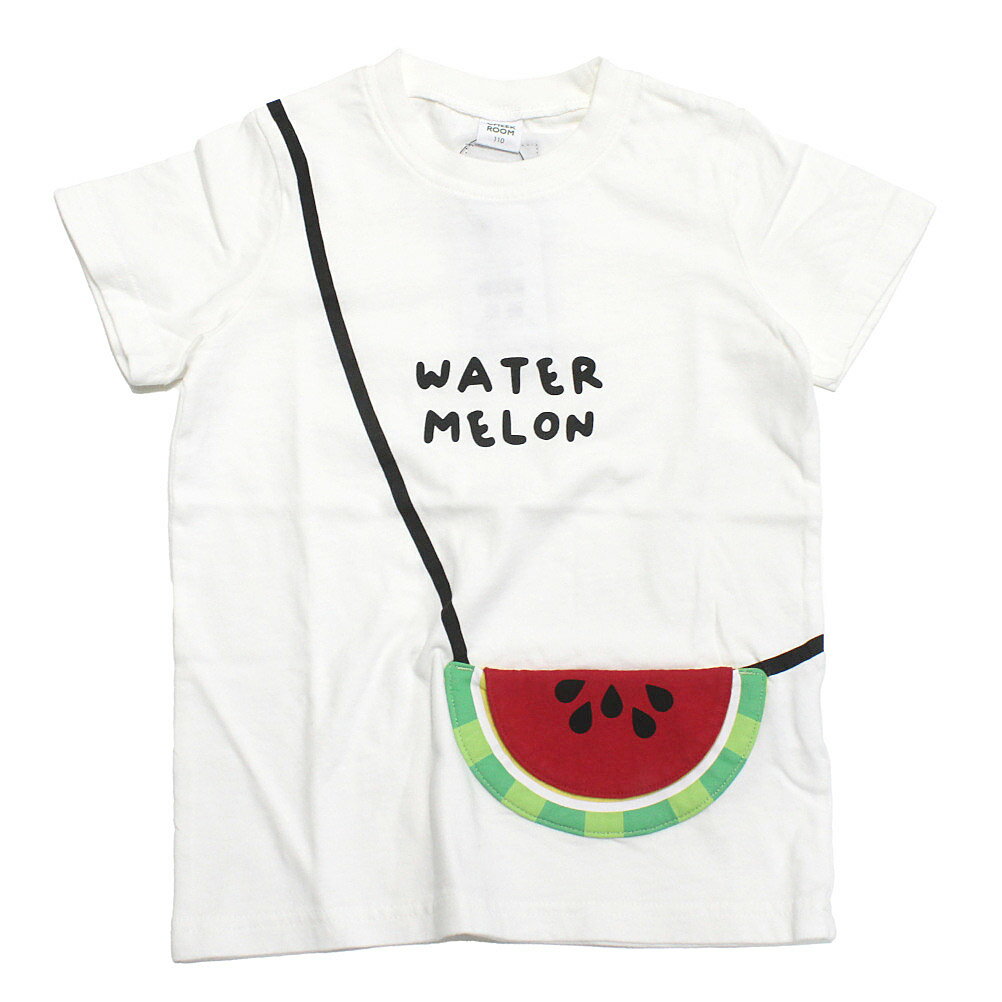 樂天商城 - 【知育玩具/子供服/ベビー/キッズCHEEK ROOM/チークルーム】 すいかポシェット Tシャツ オフホワイト(OW)