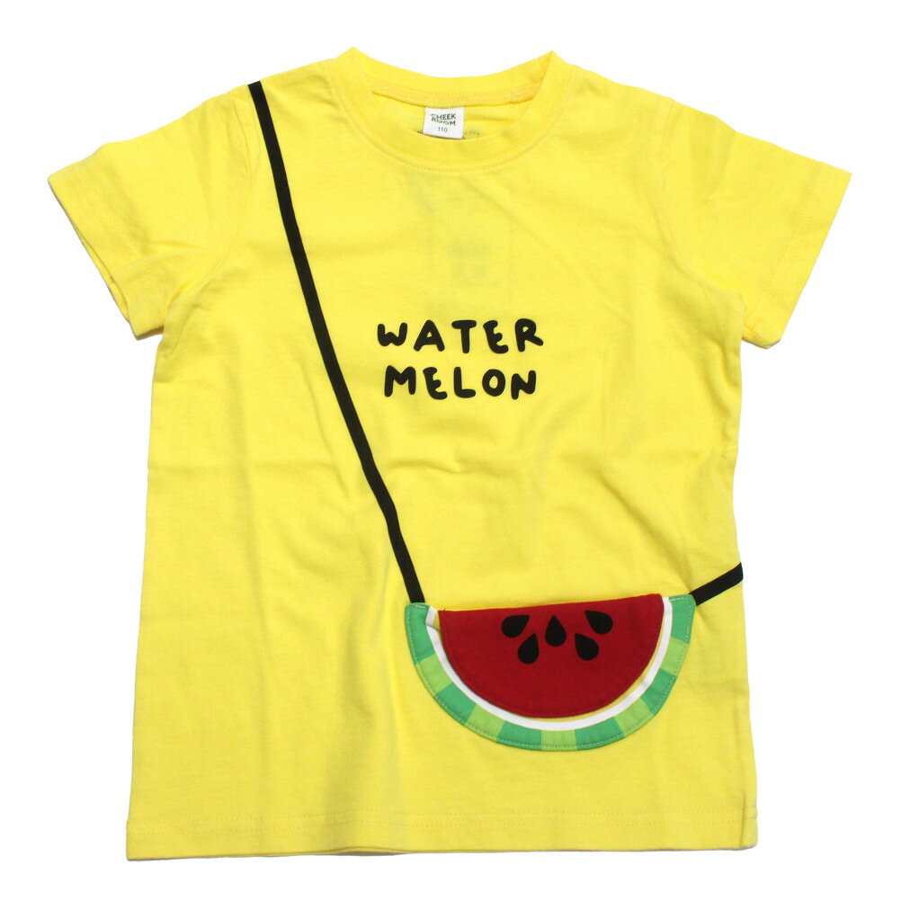 樂天商城 - 【知育玩具/子供服/ベビー/キッズCHEEK ROOM/チークルーム】 すいかポシェット Tシャツ イエロー(YE)