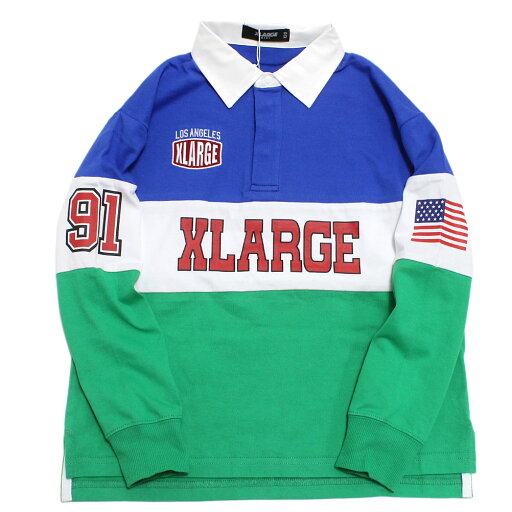 【エクストララージキッズ/エックスラージ/子供服/XLARGE KIDS】 カラーブロックラガーシャツ ブルー(51) 【エクストララージキッズ/エックスラージ/子供服/XLARGE KIDS】 カラーブロックラガーシャツ ブルー(51)