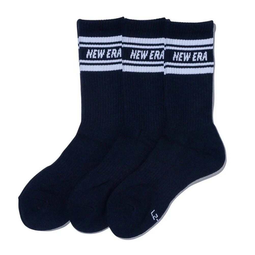 Rakuten - 【NEWERA/キッズ/帽子/ニューエラ】 CREW 3PAIRS LINE SOCKS(NAVY) ネイビー