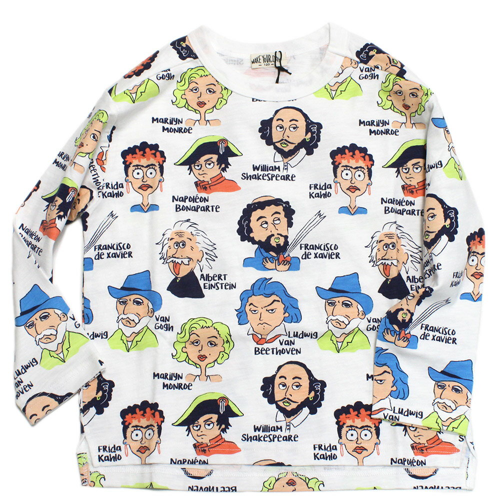 樂天商城 - 【子供服/makeyourday/ベビー/メイクユアデイ/キッズ/ジュニア】 コミック偉人柄Tシャツ オフホワイト(OW)