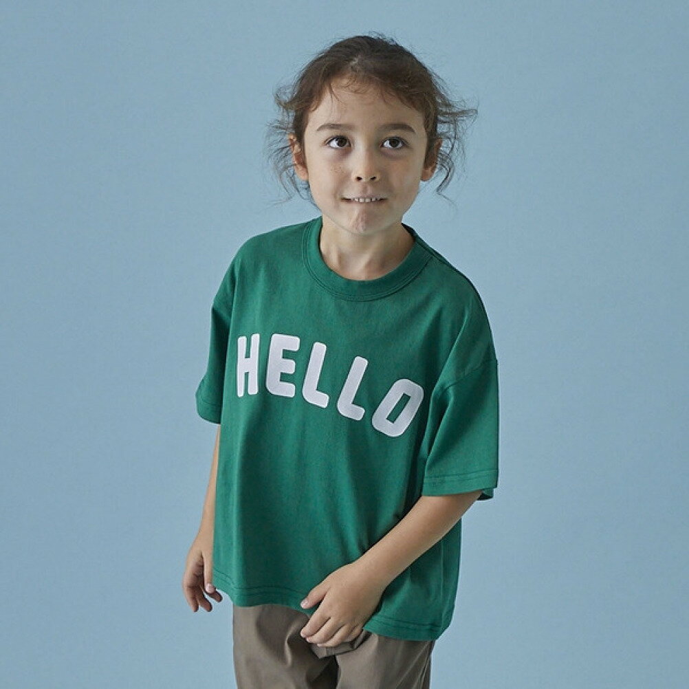 【FOV/フォブ/こども服/キッズ/親子/カジュアル】 HELLO Tシャツ グリーン(GN)