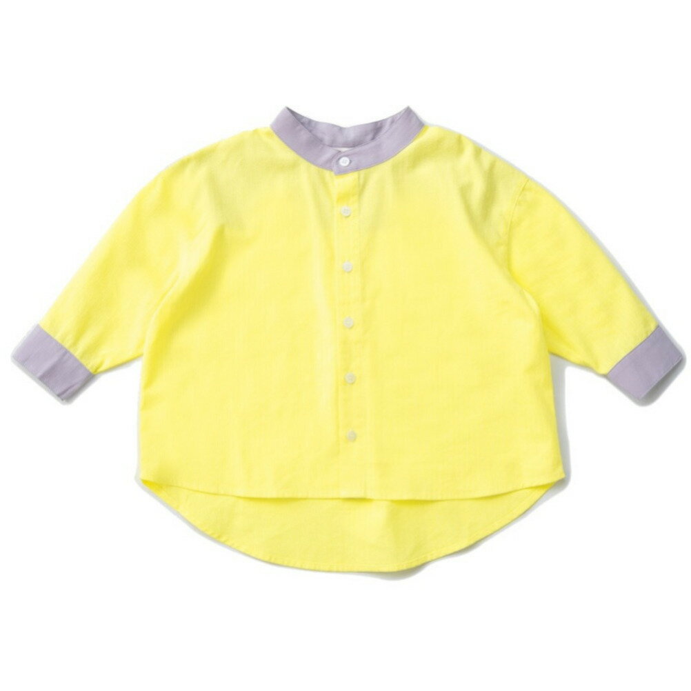 Rakuten - 子供服 男の子 女の子ami amie アミアミ バンドカラー長袖シャツ イエロー(32)