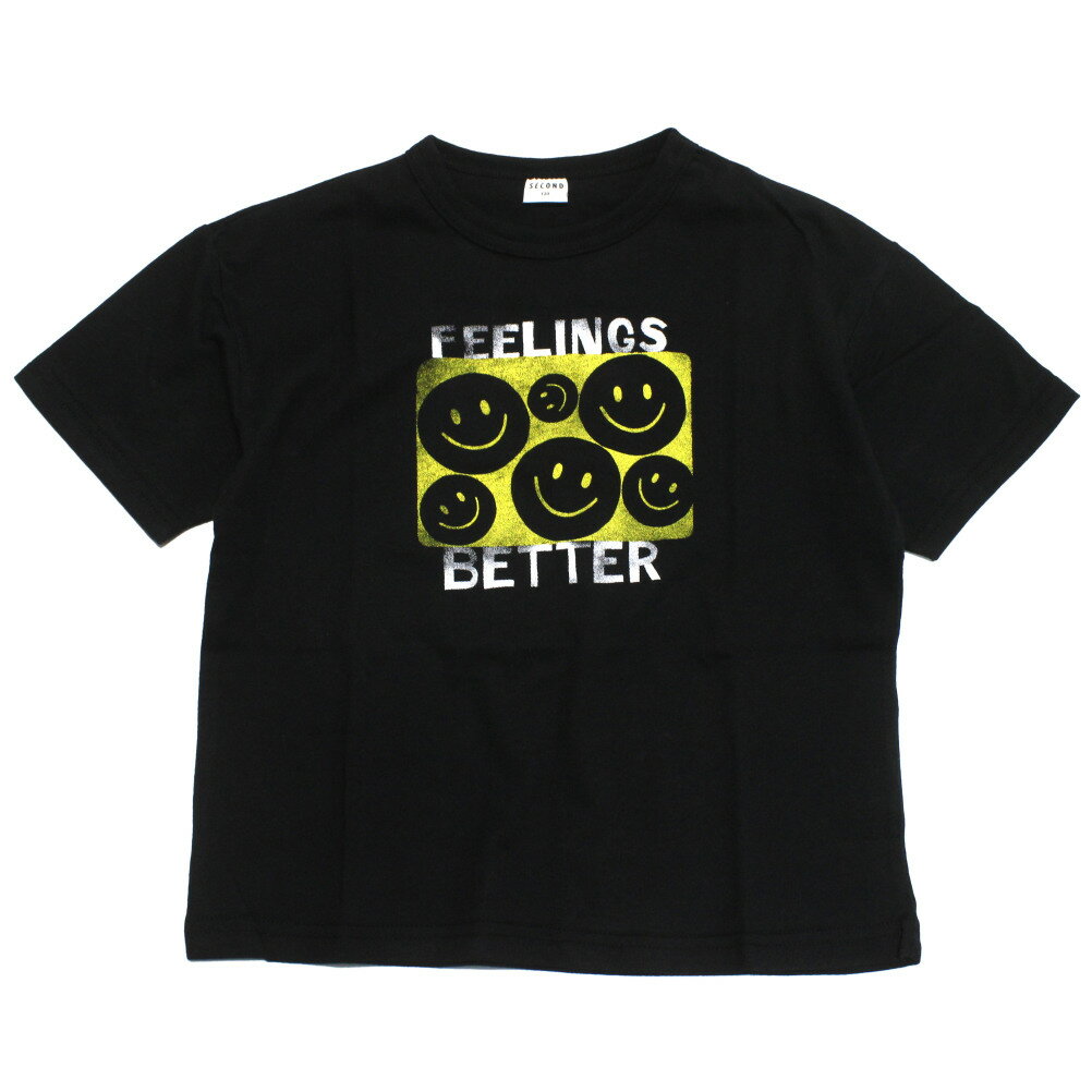 樂天商城 - 【SECONDセカンド/子供服/アウトドア/カジュアル/キッズ/ジュニア】 SMILE Tシャツ ブラック(BK)