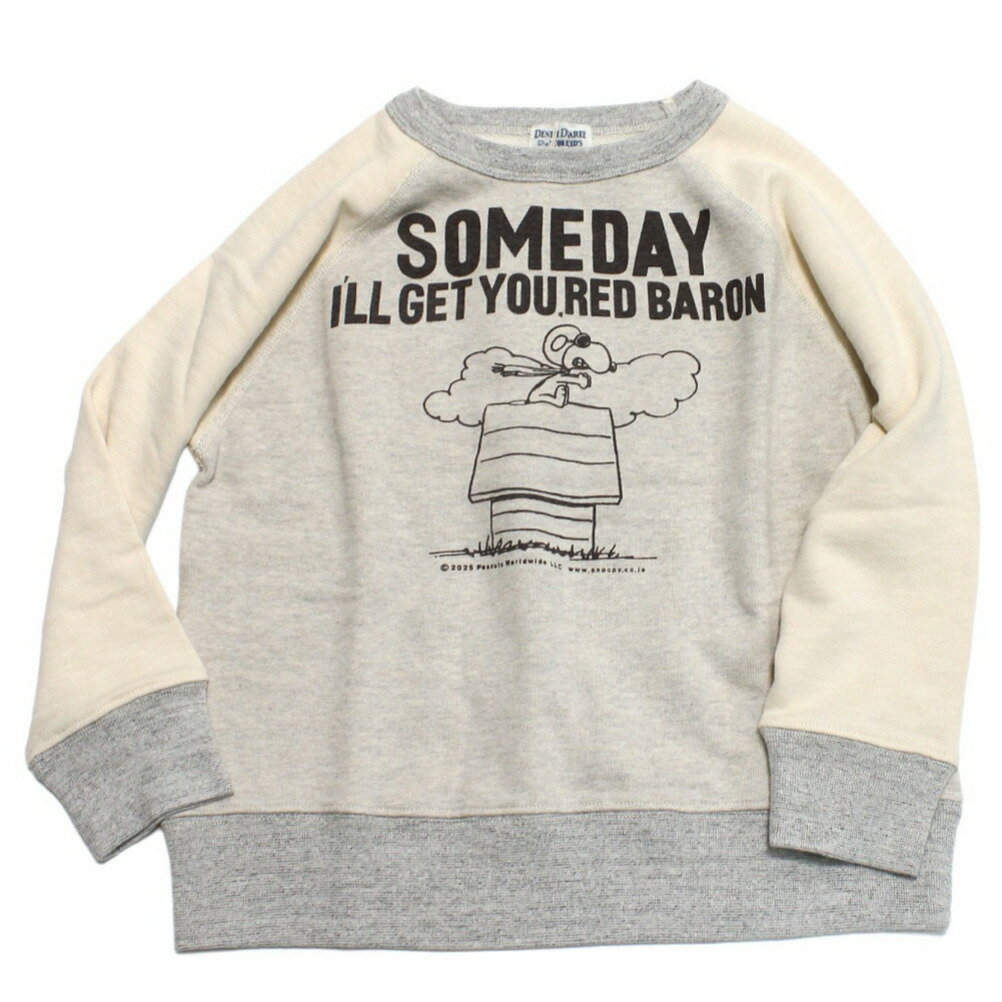 【子ども服/デニムダンガリー/スヌーピーコラボ/DENIM DUNGAREE/ジュニア服】 ウラケ SNOOPY SOMEDAY スウェット 91CZYクレイジー(4)