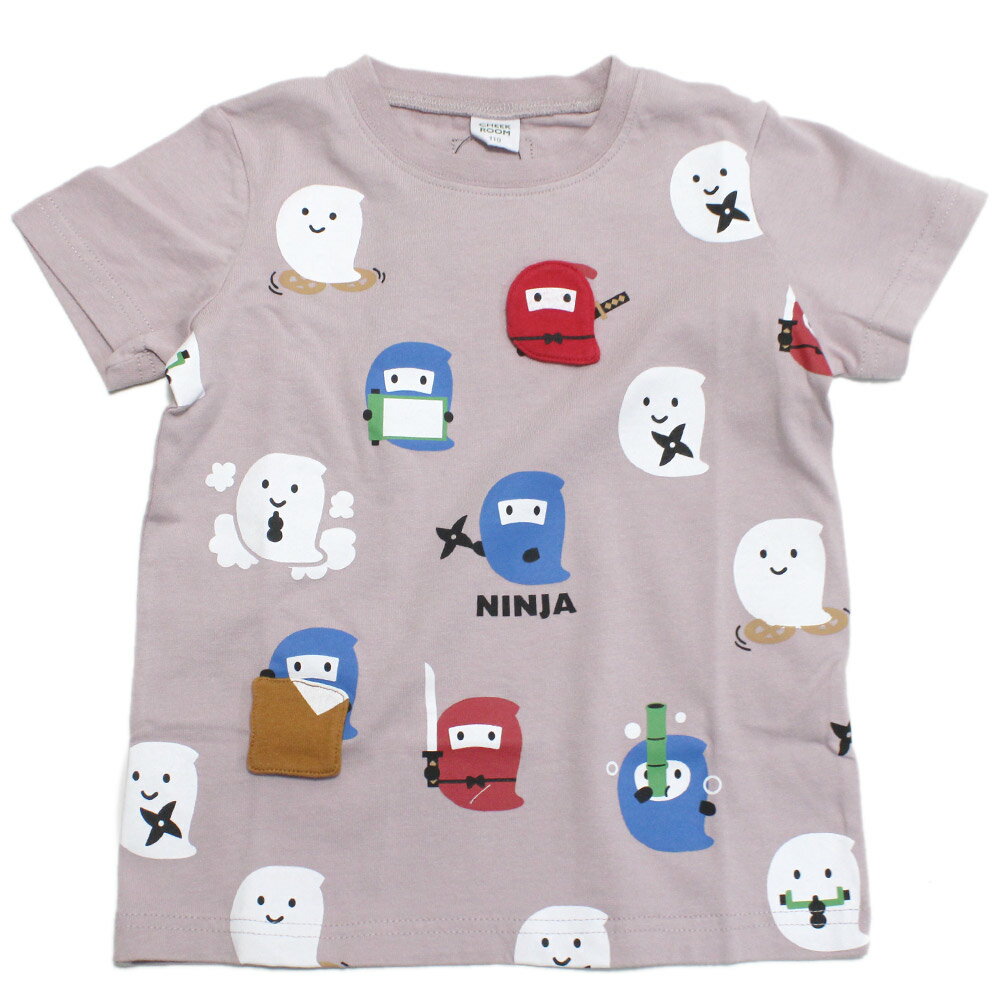 樂天商城 - 【知育玩具/子供服/ベビー/キッズCHEEK ROOM/チークルーム】 お化け忍者Tシャツ ラベンダー(LV)
