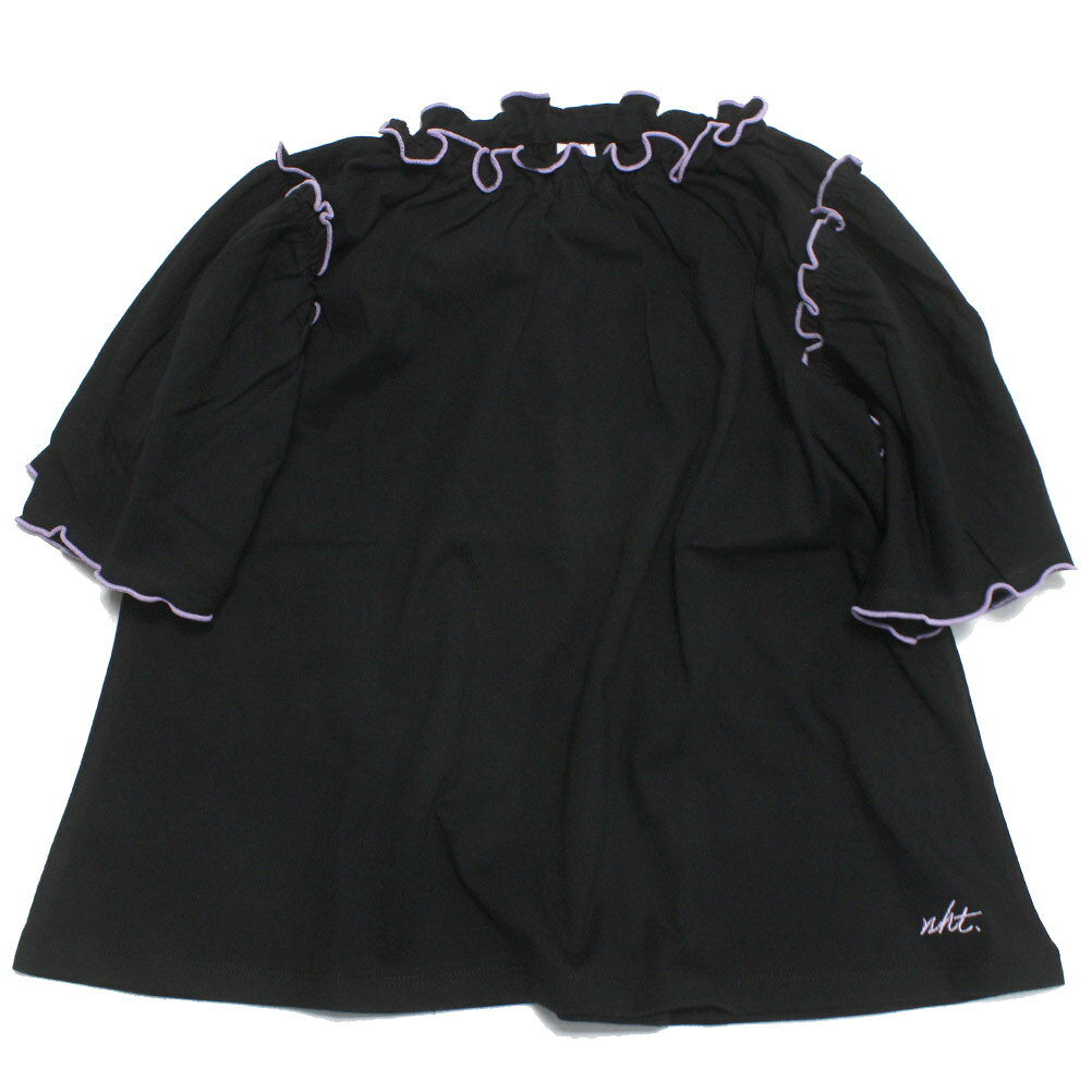 樂天商城 - 【NHT/エヌエイチティー/女の子/保育園着/子供服/キッズ】 メローギャザーTシャツ ブラック(BK)