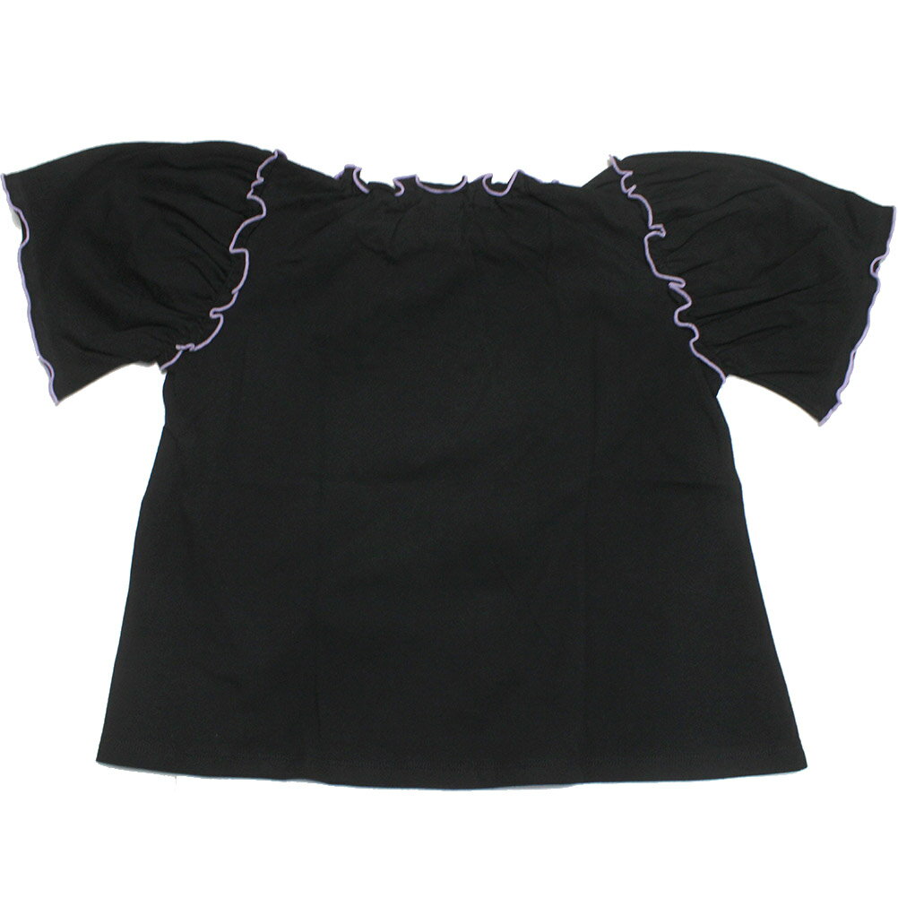 【NHT/エヌエイチティー/女の子/保育園着/子供服/キッズ】 メローギャザーTシャツ ブラック(BK)