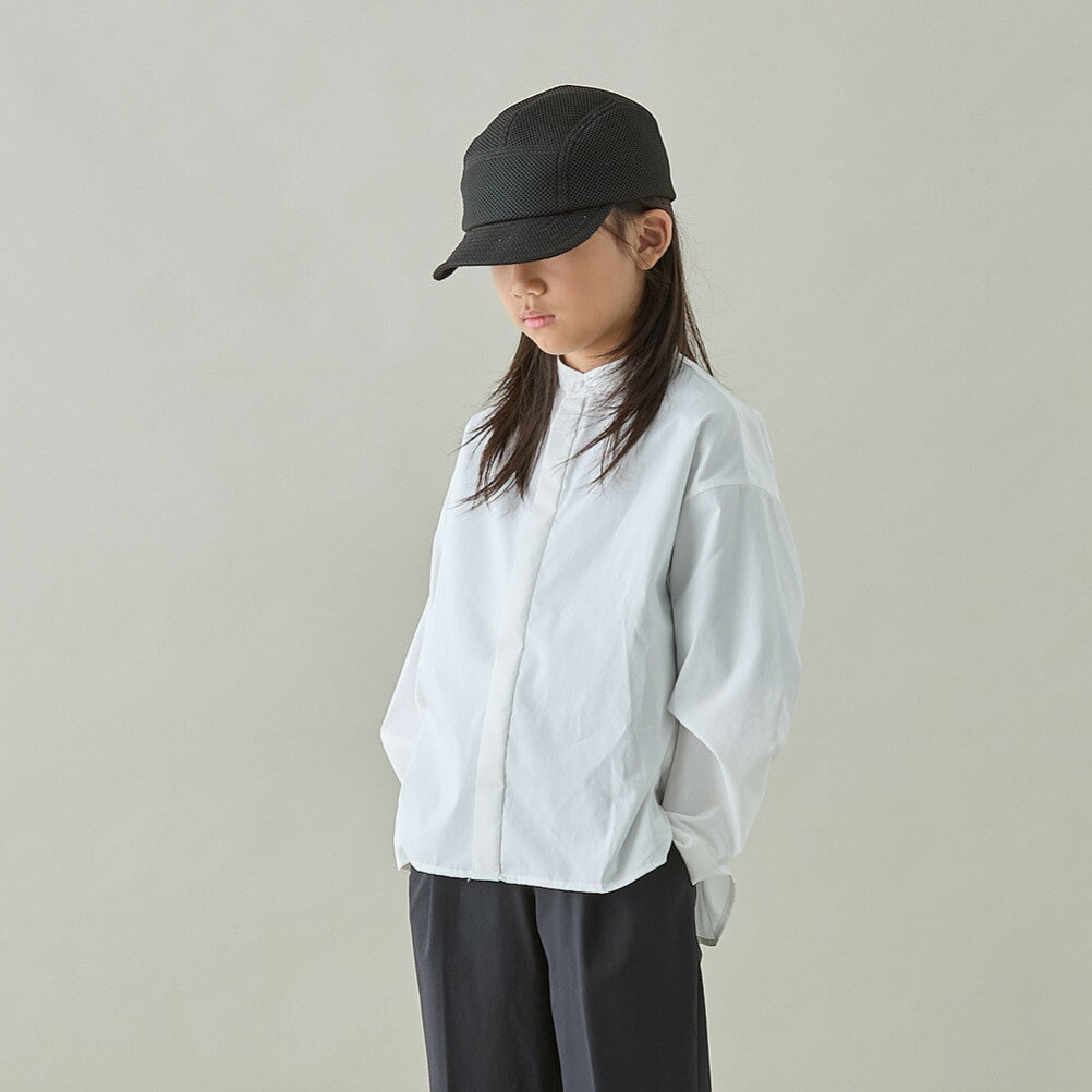 【MOUNTEN/マウンテン/子供服/ジュニア】 stretch typewriter bandcollar シャツ【1月下旬入荷予定】 ホワイト