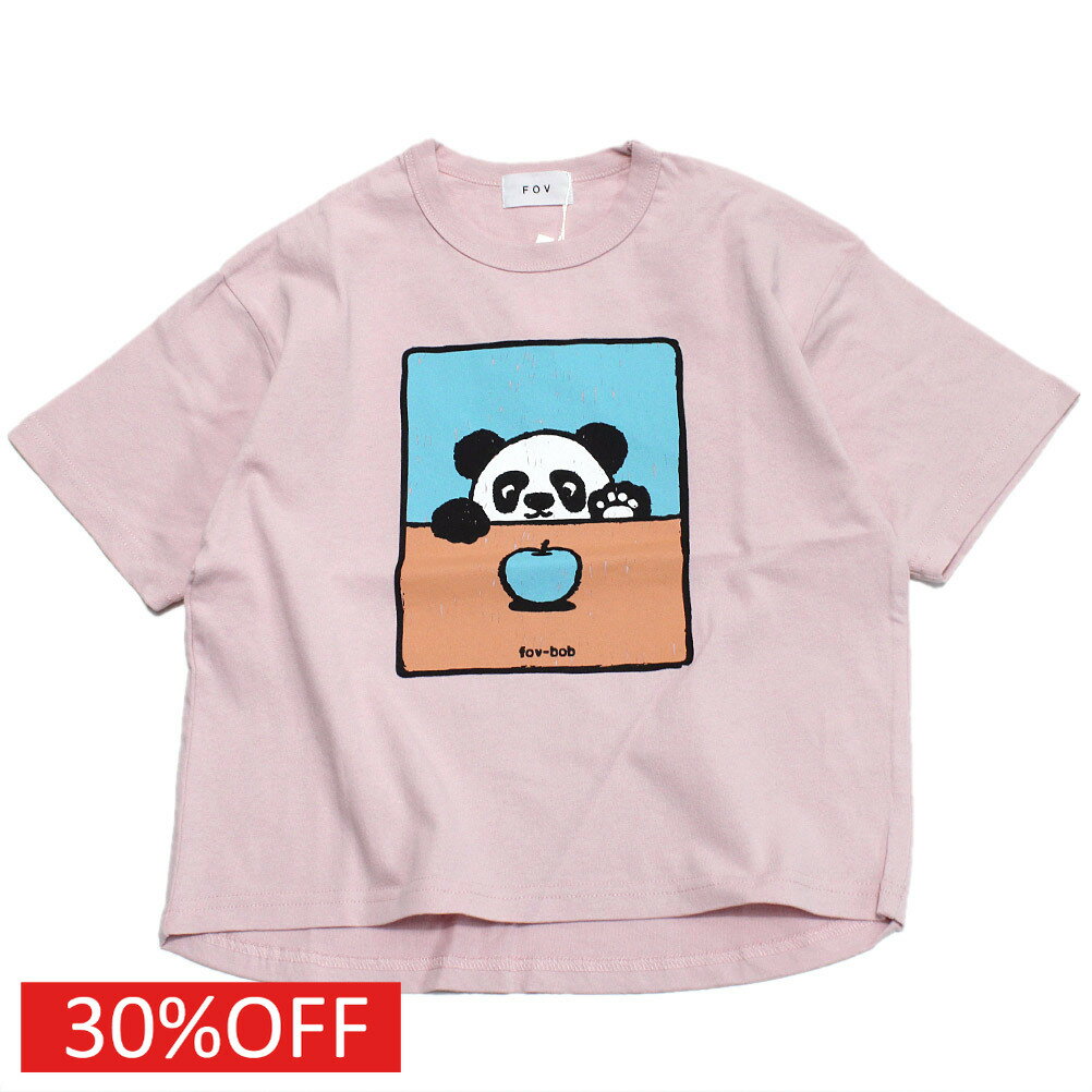 乐天商城 - 【FOV/フォブ/こども服/キッズ/親子/カジュアル】 セール 【30%OFF】 【FOVBOB】PANDA Tシャツ ピンク(PK)