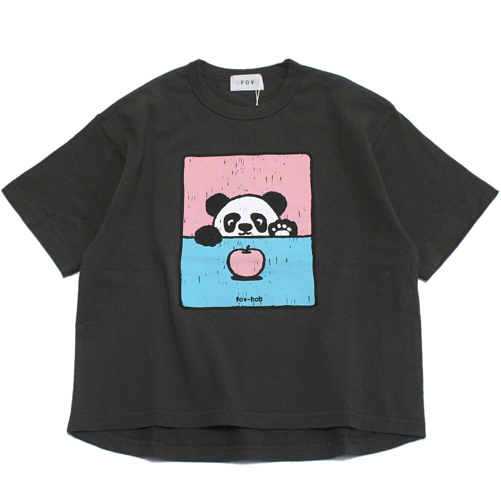 乐天商城 - 【FOV/フォブ/こども服/キッズ/親子/カジュアル】 【FOVBOB】PANDA Tシャツ チャコール(CG)