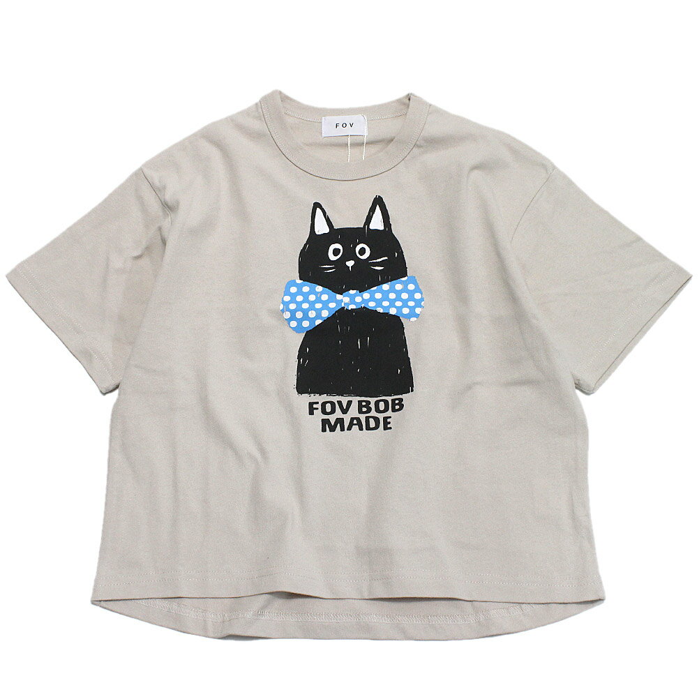 T-Shirts （Short Sleeve） - 【FOV/フォブ/こども服/キッズ/親子/カジュアル】 【FOVBOB】CAT Tシャツ サンド(SD)