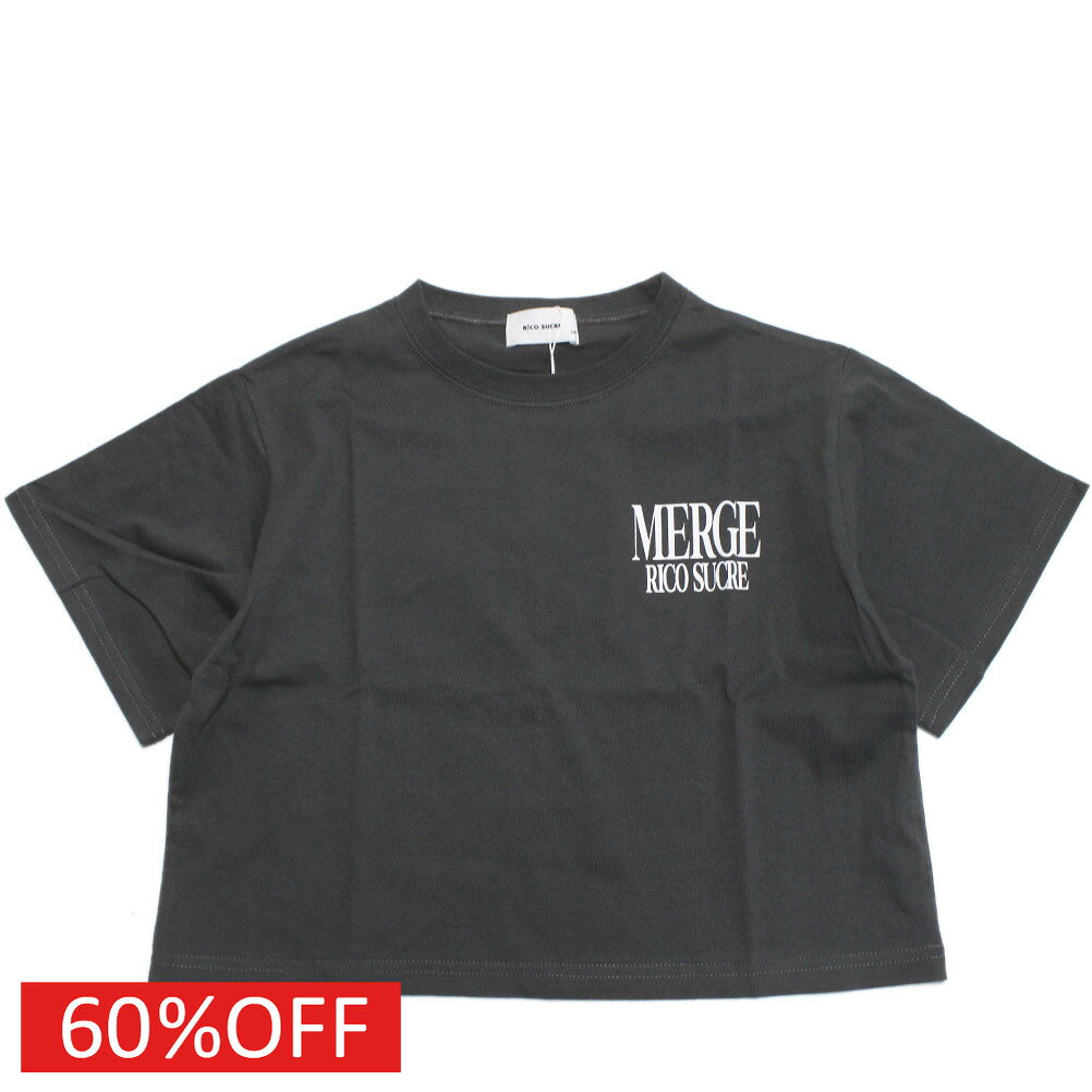【リコシュクレ/子供服ベビー/キッズ/ティーンズ/ジュニア/RiCO SUCRE】 セール 【60%OFF】 ロゴワイドクロップドT チャコールグレー
