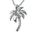ハワイアンジュエリー シルバー ネックレス ヤシの木 パームツリー ジルコニアがアクセント シンプル シルバー925 ロジウムコーティング チェーン長さ選べる ...