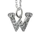 ハワイアンジュエリー ネックレス ハワイアンジュエリー イニシャル ネックレス シルバー 【W】 アルファベット シンプル シンプル シルバー925 チェーン長...