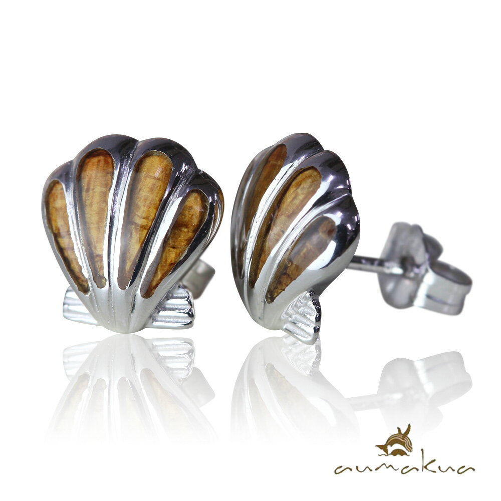 ハワイアンジュエリー コアウッド ピアス シェル コアウッド シルバー925 ロジウムコーティング キャッチ aumakua 20G(ゲージ) | メンズ レデ...