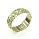 ハワイアンジュエリー オーダーメイド リング 幅6mm 厚み1.2mm バレル 14Kグリーンゴールド カレイキニ カットアウト オーダーメイド リング 指輪 ...