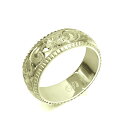 ハワイアンジュエリー オーダーメイド リング 幅6mm 厚み1.5mm バレル 14Kグリーンゴールド カレイキニ コインエッジ オーダーメイド リング 指輪 ...