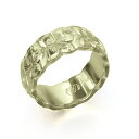 ハワイアンジュエリー オーダーメイド リング 幅8mm 厚み2mm バレル 14Kグリーンゴールド プルメリア カットアウト オーダーメイド リング 指輪 結婚...