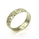 ハワイアンジュエリー オーダーメイド リング 幅4mm 厚み1.2mm フラット 14Kグリーンゴールド マイレリーフ ノーエッジ オーダーメイド リング 指輪...