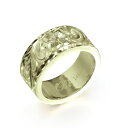 ハワイアンジュエリー オーダーメイド リング 幅8mm 厚み2mm フラット 14Kグリーンゴールド カレイキニ ダイヤモンドカット オーダーメイド リング 指...