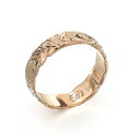 ハワイアンジュエリー オーダーメイド リング 幅4mm 厚み1.2mm バレル 14Kピンクゴールド マイレ&カレイキニ カットアウト オーダーメイド リング 指輪 結婚指輪 マリッジリング | メンズ レディース 誕生日 プレゼント 【品番:PB4C-A】