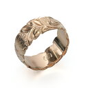 ハワイアンジュエリー オーダーメイド リング 幅8mm 厚み1.2mm バレル 14Kピンクゴールド マイレ&カレイキニ カットアウト オーダーメイド リング ...