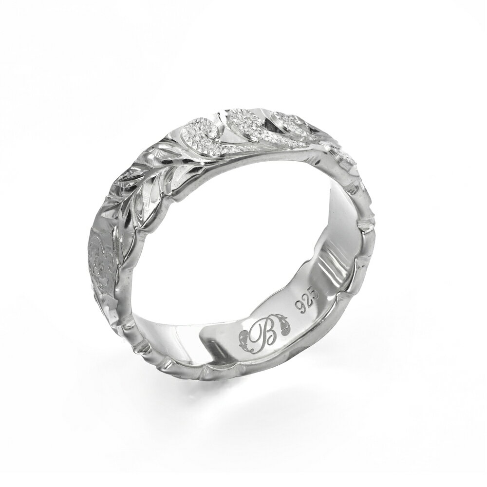 ハワイアンジュエリー オーダーメイド リング 幅4mm 厚み2mm バレル シルバー925 マイレ&カレイキニ カットアウト オーダーメイド リング 指輪 結婚...