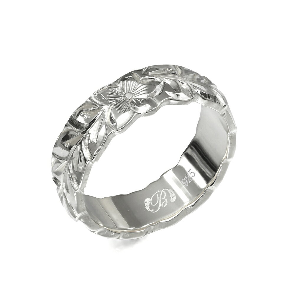 ハワイアンジュエリー オーダーメイド リング 幅6mm 厚み1.5mm バレル シルバー925 マイレリーフ カットアウト オーダーメイド リング 指輪 結婚指...