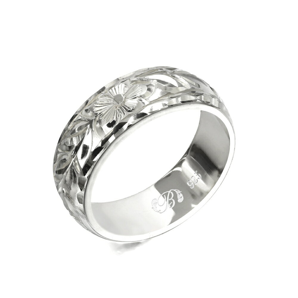 ハワイアンジュエリー オーダーメイド リング 幅6mm 厚み2mm バレル シルバー925 マイレリーフ ダイヤモンドカット オーダーメイド リング 指輪 結婚...