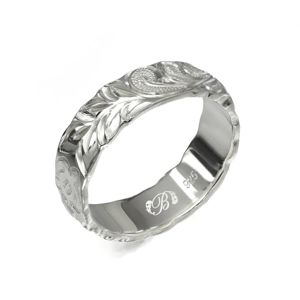 ハワイアンジュエリー オーダーメイド リング 幅6mm 厚み1.5mm バレル シルバー925 マイレ&カレイキニ カットアウト オーダーメイド リング 指輪 ...