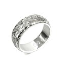 ハワイアンジュエリー オーダーメイド リング 幅6mm 厚み2mm バレル シルバー925 マイレ&カレイキニ ダイヤモンドカット オーダーメイド リング 指輪...
