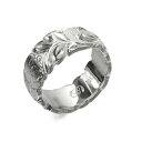 ハワイアンジュエリー オーダーメイド リング 幅8mm 厚み2mm バレル シルバー925 マイレ&カレイキニ カットアウト オーダーメイド リング 指輪 結婚...