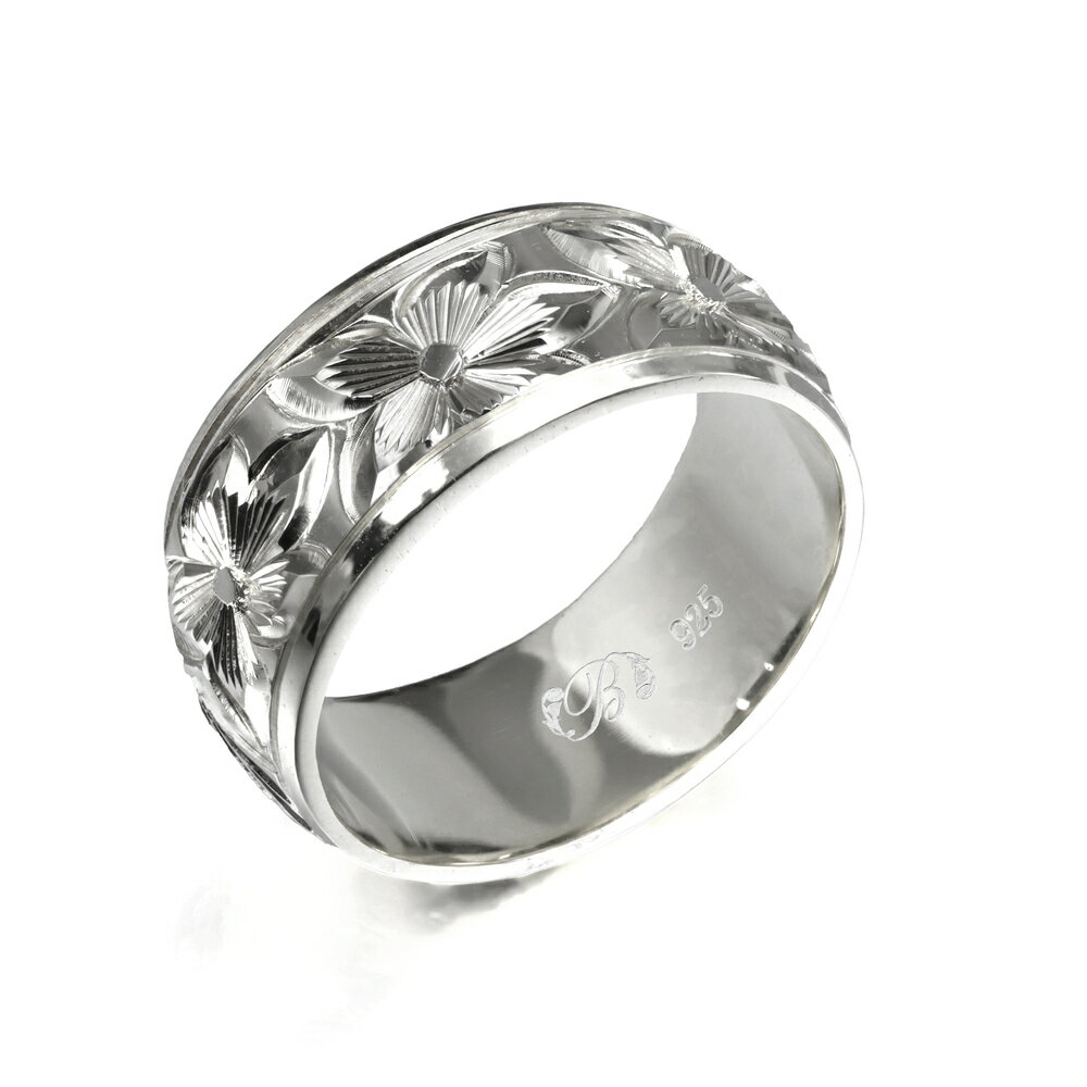 ハワイアンジュエリー オーダーメイド リング 幅8mm 厚み1.5mm バレル シルバー925 プルメリア プレーン オーダーメイド リング 指輪 結婚指輪 マ...