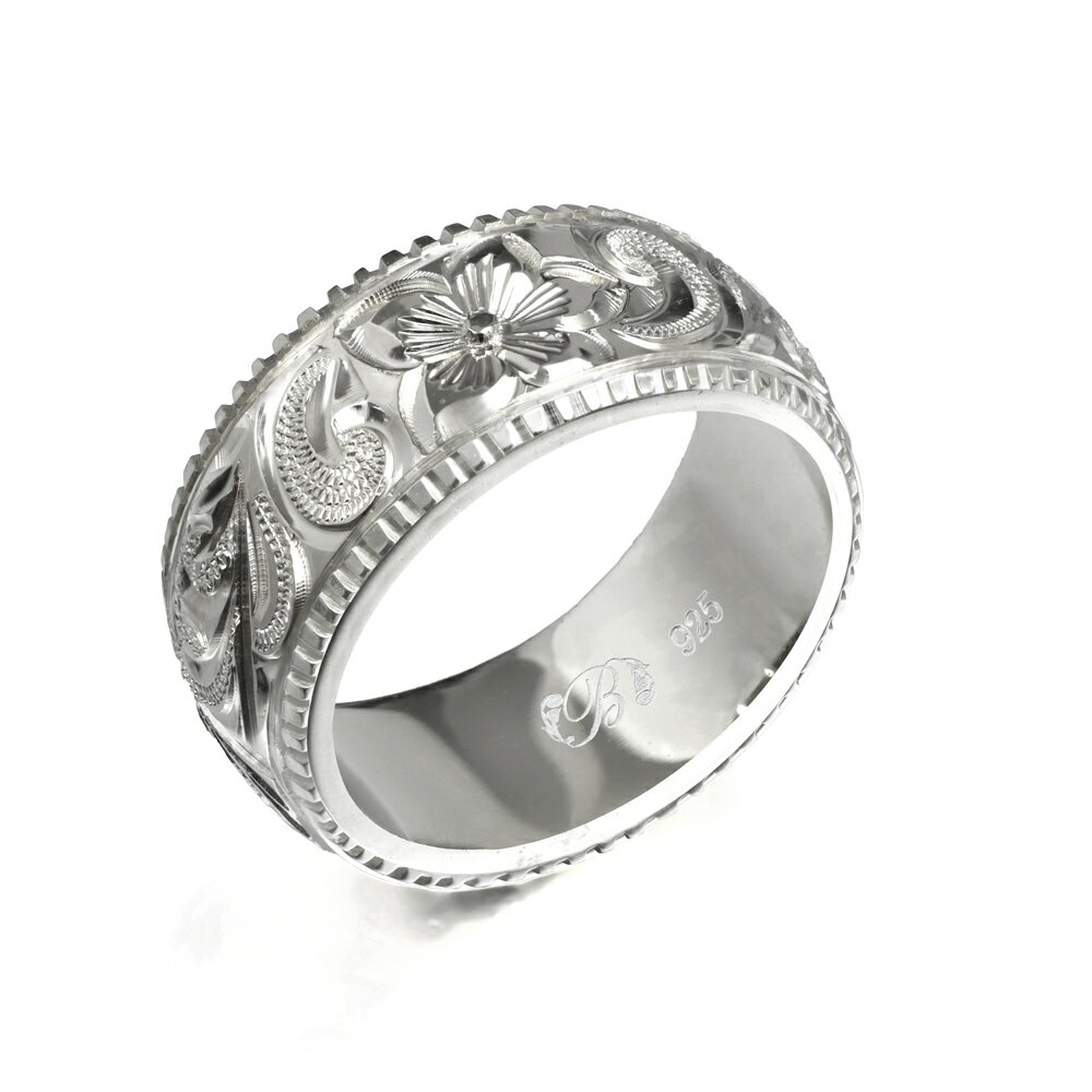 ハワイアンジュエリー オーダーメイド リング 幅8mm 厚み2mm バレル シルバー925 カレイキニ コインエッジ オーダーメイド リング 指輪 結婚指輪 マ...