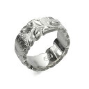 ハワイアンジュエリー オーダーメイド リング 幅8mm 厚み2mm フラット シルバー925 マイレ&カレイキニ カットアウト オーダーメイド リング 指輪 結...