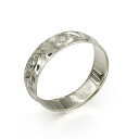 ハワイアンジュエリー オーダーメイド リング 幅4mm 厚み1.2mm バレル 14Kホワイトゴールド マイレリーフ ノーエッジ オーダーメイド リング 指輪 ...