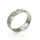 ハワイアンジュエリー オーダーメイド リング 幅4mm 厚み1.5mm バレル 14Kホワイトゴールド マイレリーフ ノーエッジ オーダーメイド リング 指輪 ...
