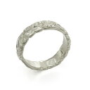 ハワイアンジュエリー オーダーメイド リング 幅4mm 厚み2mm バレル 14Kホワイトゴールド カレイキニ カットアウト オーダーメイド リング 指輪 結婚...