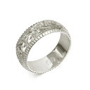 ハワイアンジュエリー オーダーメイド リング 幅6mm 厚み1.2mm バレル 14Kホワイトゴールド マイレ&カレイキニ コインエッジ オーダーメイド リング...
