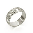 ハワイアンジュエリー オーダーメイド リング 幅6mm 厚み1.2mm バレル 14Kホワイトゴールド プルメリア ノーエッジ オーダーメイド リング 指輪 結...