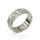 ハワイアンジュエリー オーダーメイド リング 幅6mm 厚み2mm バレル 14Kホワイトゴールド カレイキニ カットアウト オーダーメイド リング 指輪 結婚...