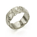 ハワイアンジュエリー オーダーメイド リング 幅8mm 厚み1.5mm バレル 14Kホワイトゴールド スクロール カットアウト オーダーメイド リング 指輪 ...