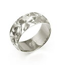 ハワイアンジュエリー オーダーメイド リング 幅8mm 厚み1.2mm バレル 14Kホワイトゴールド プルメリア ノーエッジ オーダーメイド リング 指輪 結...