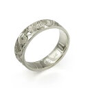 ハワイアンジュエリー オーダーメイド リング 幅4mm 厚み1.5mm フラット 14Kホワイトゴールド カレイキニ ノーエッジ オーダーメイド リング 指輪 ...