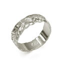 ハワイアンジュエリー オーダーメイド リング 幅6mm 厚み1.2mm フラット 14Kホワイトゴールド マイレリーフ カットアウト オーダーメイド リング 指...