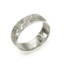 ハワイアンジュエリー オーダーメイド リング 幅6mm 厚み1.2mm フラット 14Kホワイトゴールド マイレ&カレイキニ プレーン オーダーメイド リング ...