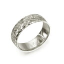 ハワイアンジュエリー オーダーメイド リング 幅6mm 厚み1.2mm フラット 14Kホワイトゴールド マイレ&カレイキニ ダイヤモンドカット オーダーメイド リング 指輪 結婚指輪 マリッジリング | メンズ レディース 誕生日 プレゼント 【品番:WF6C-C】