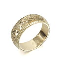 ハワイアンジュエリー オーダーメイド リング 幅6mm 厚み1.5mm バレル 14Kイエローゴールド マイレ&カレイキニ コインエッジ オーダーメイド リング...